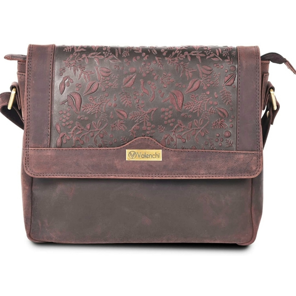 VALENCHI LEATHER crossbody BAG purse 👜 EMBOSSED floral design POCKETBOOK new